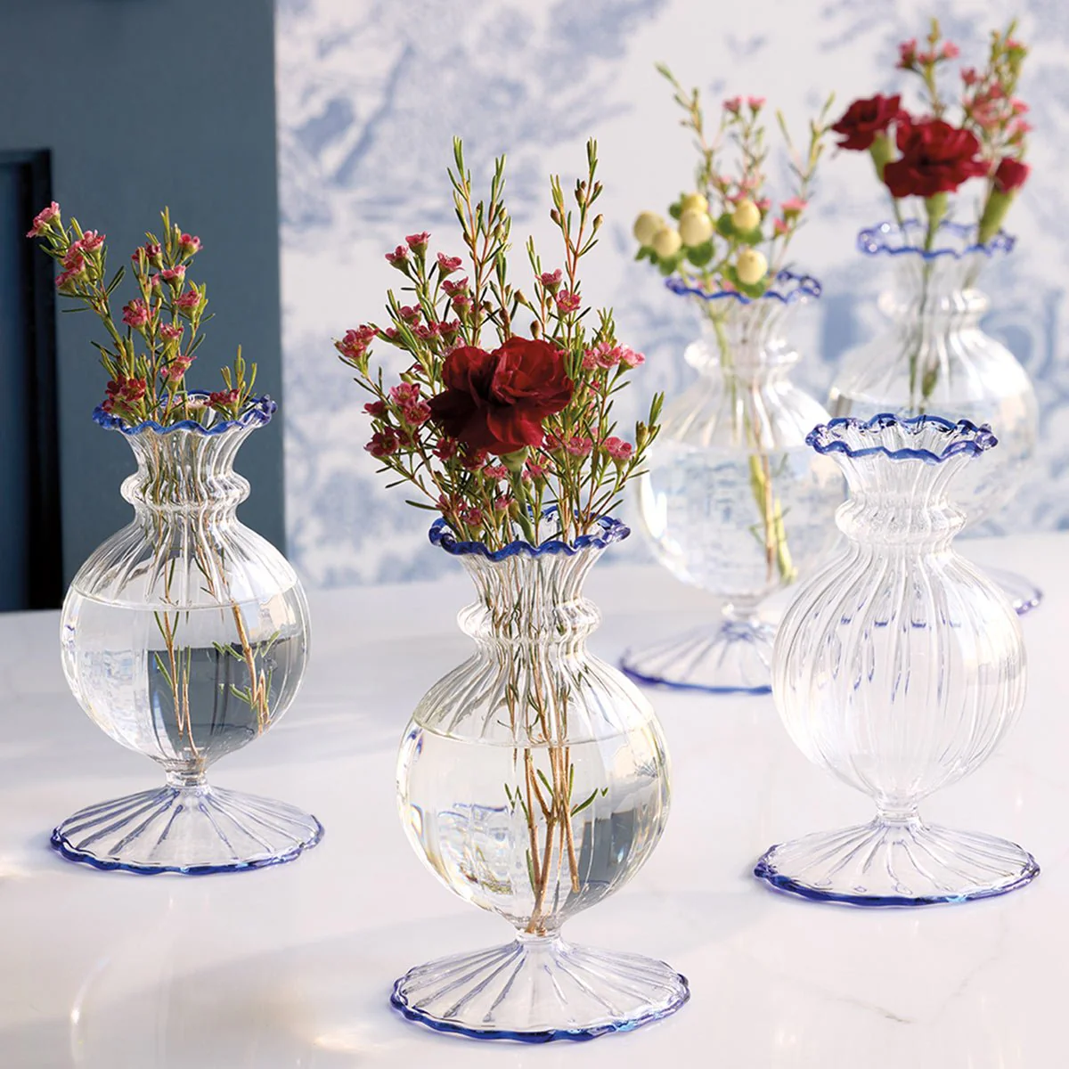 Blue Edged Glass Vase - Image 3